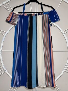 As U Wish Off-Shoulder Mini Dress in Blue, Coral, Cream, Black